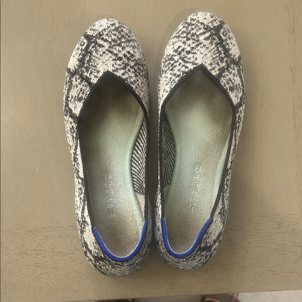 Rothy's Black and Cream Patterned Flats